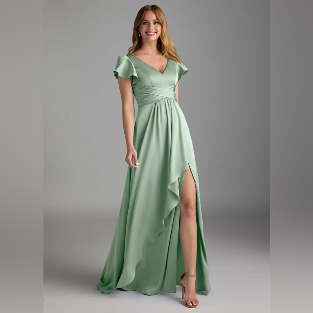 Azazie Sage Green Maxi Dress size 10